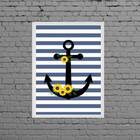 Quadro Decorativo Âncora Girassol 24x18cm - Com Vidro Moldura