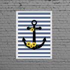 Quadro Decorativo Âncora Girassol 24x18cm Moldura:madeira Bra