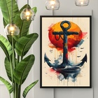 Quadro Decorativo Âncora - Sol 24x18cm - Com Vidro Moldura Br
