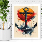 Quadro Decorativo Âncora - Sol 33x24cm - Com Vidro Moldura Br