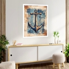 Quadro Decorativo Âncora Vintage  - 70x50cm Moldura Branca