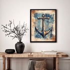 Quadro Decorativo Âncora Vintage  - 70x50cm Moldura Branca