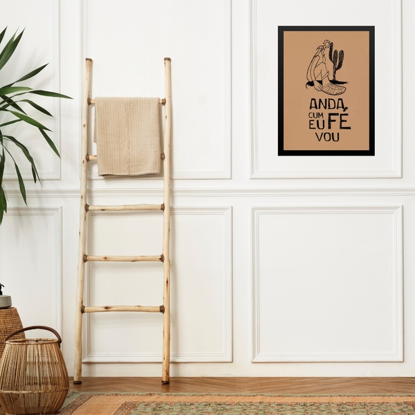 Quadro Decorativo Anda Com Fé Eu Vou 45x34cm - Com Vidro Mold