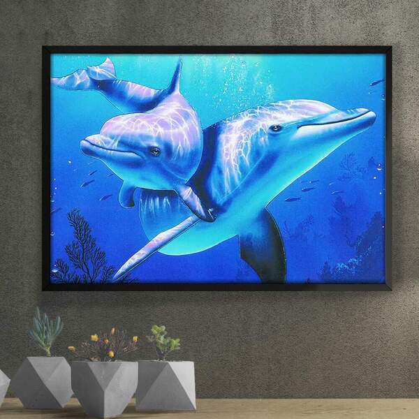 Quadro Decorativo Animais 10 - Golfinhos  20x30cm