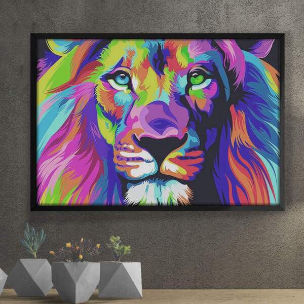 Quadro Decorativo Animais 51 - Leão Aquarela  20x30cm