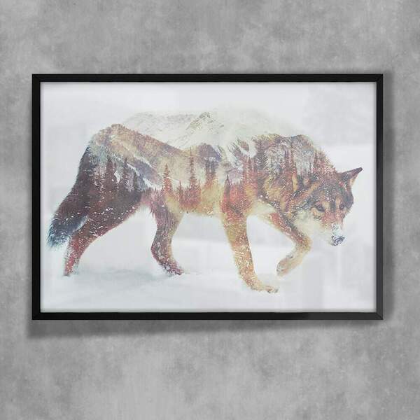 Quadro Decorativo Animais 80 - Lobo  30x45cm