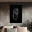 Quadro Decorativo Animais Black Panthe Com Moldura Dourada -