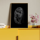 Quadro Decorativo Animais Black Panthe Com Moldura Dourada -
