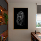 Quadro Decorativo Animais Black Panthe Com Moldura Dourada -