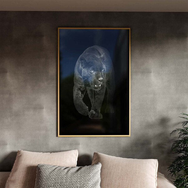 Quadro Decorativo Animais Black Panthe Com Moldura E Vidro Do