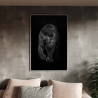 Quadro Decorativo Animais Black Panthe Com Moldura Prata - 18