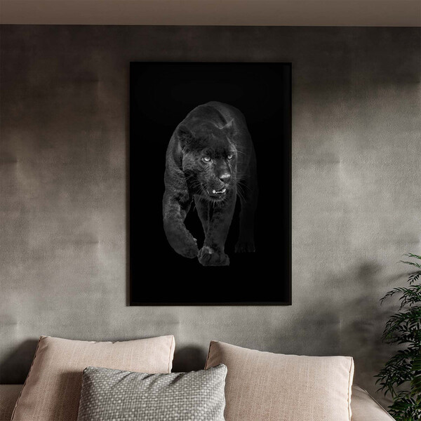 Quadro Decorativo Animais Black Panthe Com Moldura Preto - 18