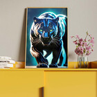 Quadro Decorativo Animais Black Panther Com Moldura E Vidro D