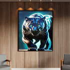 Quadro Decorativo Animais Black Panther Com Moldura E Vidro P