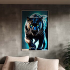 Quadro Decorativo Animais Black Panther Com Moldura Prata - 2