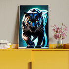 Quadro Decorativo Animais Black Panther Com Moldura Prata - 2