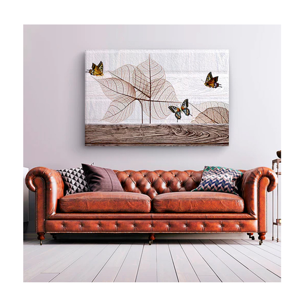 Quadro Decorativo Animais Borboletas Lineares C/ Moldura Pret