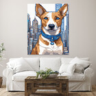 Quadro Decorativo Animais Cachorro De Coleira Em Pixels - 100