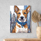 Quadro Decorativo Animais Cachorro De Coleira Em Pixels - 100