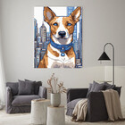 Quadro Decorativo Animais Cachorro De Coleira Em Pixels - 100