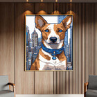 Quadro Decorativo Animais Cachorro De Coleira Em Pixels Com M