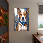 Quadro Decorativo Animais Cachorro De Coleira Em Pixels Com M