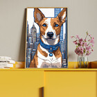 Quadro Decorativo Animais Cachorro De Coleira Em Pixels Com M