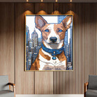 Quadro Decorativo Animais Cachorro De Coleira Em Pixels Com M