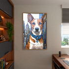 Quadro Decorativo Animais Cachorro De Coleira Em Pixels Com M