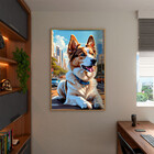 Quadro Decorativo Animais Cachorro Deitado De Coleira Com Mol