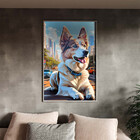 Quadro Decorativo Animais Cachorro Deitado De Coleira Com Mol