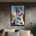 Quadro Decorativo Animais Cachorro Deitado De Coleira Com Mol