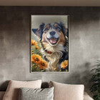 Quadro Decorativo Animais Cachorro Feliz Com Moldura E Vidro