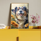 Quadro Decorativo Animais Cachorro Feliz Com Moldura E Vidro