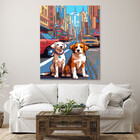 Quadro Decorativo Animais Cachorros Em Pixels 2 - 150x100 Cm