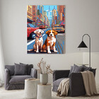 Quadro Decorativo Animais Cachorros Em Pixels 2 - 150x100 Cm