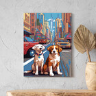 Quadro Decorativo Animais Cachorros Em Pixels 2 - 150x100 Cm