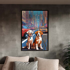Quadro Decorativo Animais Cachorros Em Pixels 2 Com Moldura E