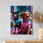 Quadro Decorativo Animais Cães Dachshund Futuristas - 180x100