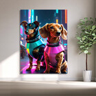 Quadro Decorativo Animais Cães Dachshund Futuristas - 180x100