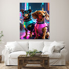 Quadro Decorativo Animais Cães Dachshund Futuristas - 180x100