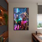 Quadro Decorativo Animais Cães Dachshund Futuristas Com Moldu