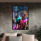 Quadro Decorativo Animais Cães Dachshund Futuristas Com Moldu