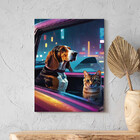 Quadro Decorativo Animais Cão E Gato Olhando Pela Janela - 15