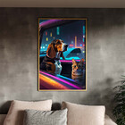 Quadro Decorativo Animais Cão E Gato Olhando Pela Janela Com