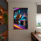 Quadro Decorativo Animais Cão E Gato Olhando Pela Janela Com