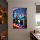 Quadro Decorativo Animais Cão E Gato Olhando Pela Janela Com