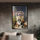 Quadro Decorativo Animais Cão E Gato Sendo Fofos Com Moldura