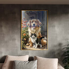 Quadro Decorativo Animais Cão E Gato Sendo Fofos Com Moldura