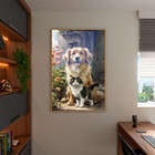 Quadro Decorativo Animais Cão E Gato Sendo Fofos Com Moldura